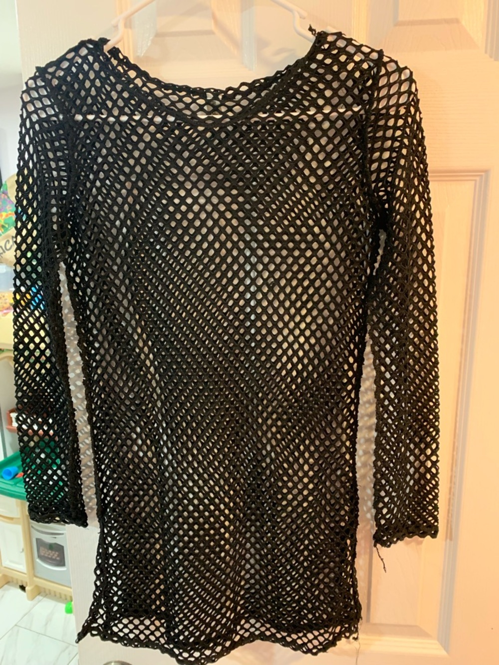 Open-Knit Long-Sleeve Cover Dress